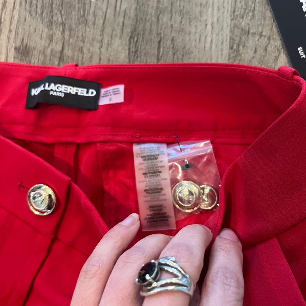 Karl Lagerfeld new Red Wide Leg Dress Pants - Picture 4 of 8